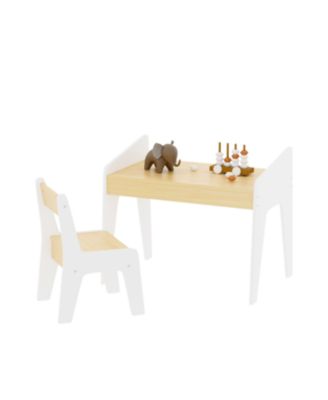 Kids Table & Chair Set - White/Natural