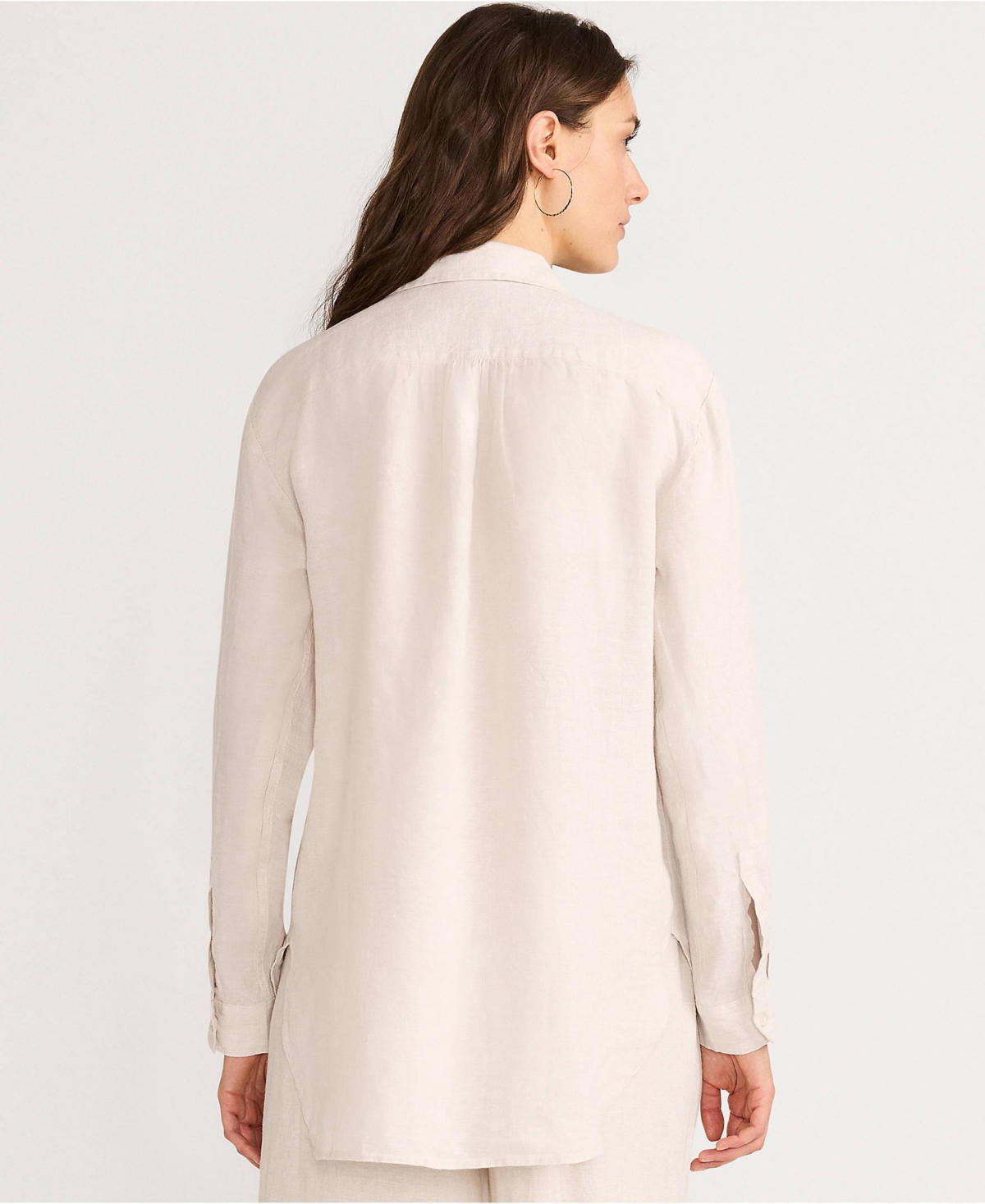 Lands' End Women's Linen Roll Sleeve Relaxed Tunic Top