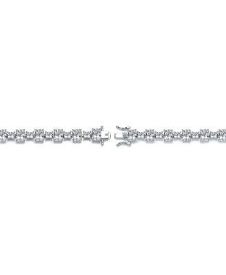 Sterling Silver White Gold Plated with Clear Cubic Zirconia Statement Bracelet