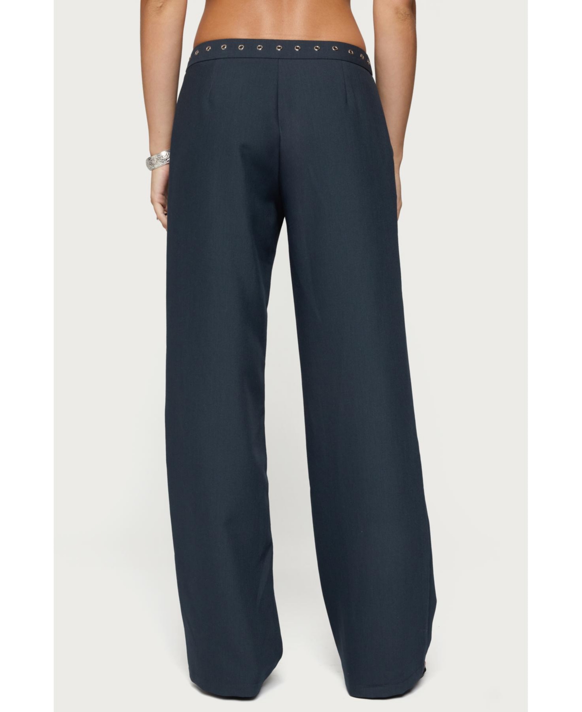 Edikted Womens Ayve Eyelet Waist Straight Leg Pants