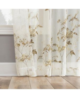 Maeve Botanical Print Sheer Rod Pocket Curtain Panel