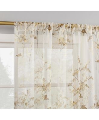Maeve Botanical Print Sheer Rod Pocket Curtain Panel