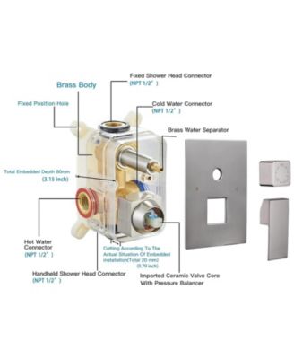 3-Spray Patterns With 2.5 GPM 12 in. Showerhead Wall Mounted Dual Shower Heads With Valve