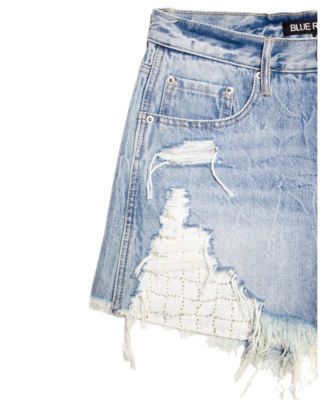 Women's Beaded Pocket High-Rise Denim Shorts