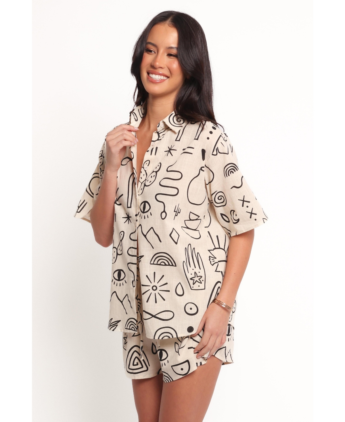 Petal and Pup Women's Isabella Short Set - Beige Black Xl