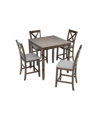 CASAINC 5-Pc. Square Counter-Height Dining Table Set with Chairs for Small Spaces