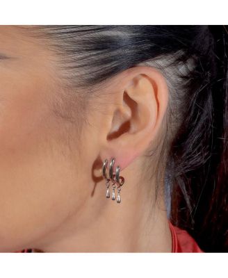 Waterfall 3 hoop stud with drips