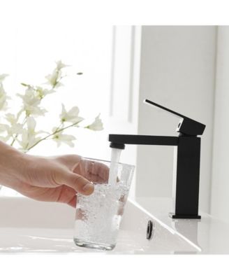 Single Hole Single-Handle Bathroom Faucet with drain in Matte Black