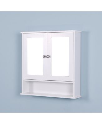 Wall Mounted Bathroom Cabinet with 2 Mirror Doors and Adjustable Shelf