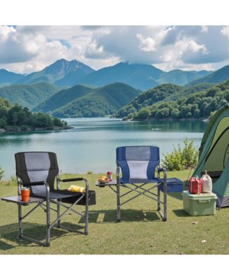 400lbs Extra Wide Folding Director s Chair with Cooler Bag & Side Table, Portable for Fishing, Patio, Tailgating