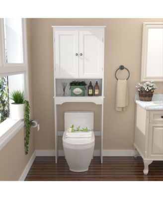 Over the Commode Wooden Storage Cabinet with Shelf and Organizer