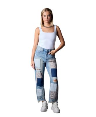 Women's Miami Paisley Patchwork 100% Cotton Straight Leg Jeans