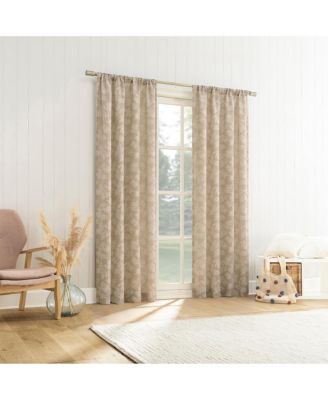 Kacey Woven Jacquard Leaf Semi-Sheer Rod Pocket Curtain Panel