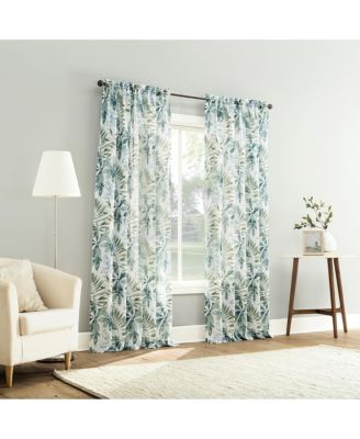 Fauna Foliage Print Crushed Voile Sheer Rod Pocket Curtain Panel