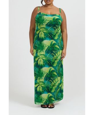 Women's Print Trim Maxi Dress