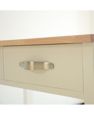 Mobile Kitchen Island Cart with Rubber Wood Top, Lockable Wheels and Storage Drawers