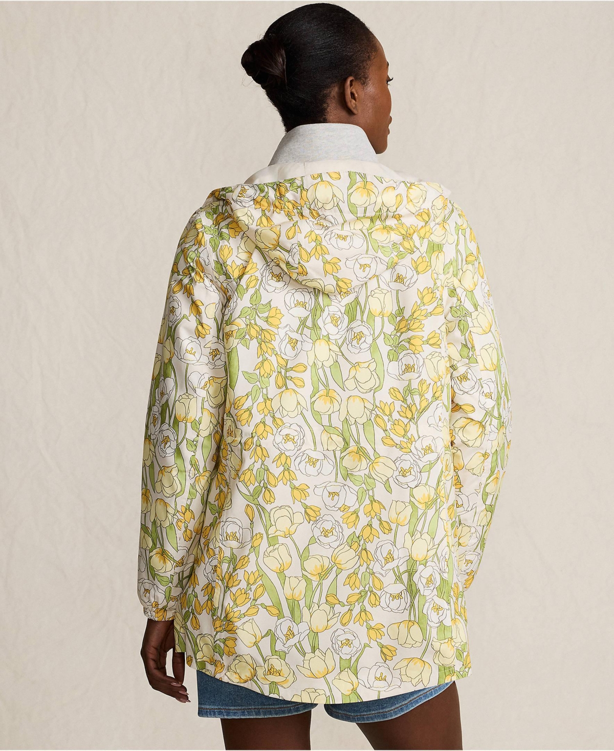 Lands' End Women's Print Waterproof Hooded Packable Raincoat