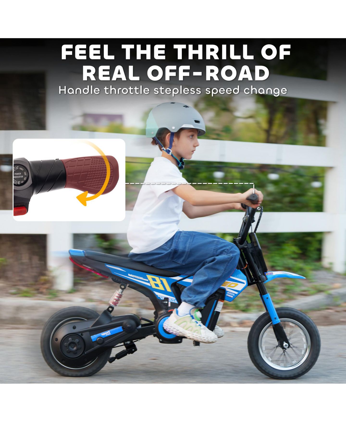 Детская игрушка Qaba 24V Kids Motorcycle, Electric Dirt Bike with Rear Suspension, цвет: Синий — фото 6
