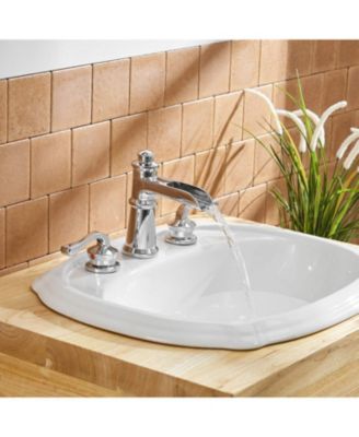 8-Inch Waterfall Widespread 2-Handle Bathroom Faucet with Drain Assembly