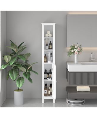66.92 in Slim Tall Bathroom Cabinet with Adjustable Shelves and 1 Door