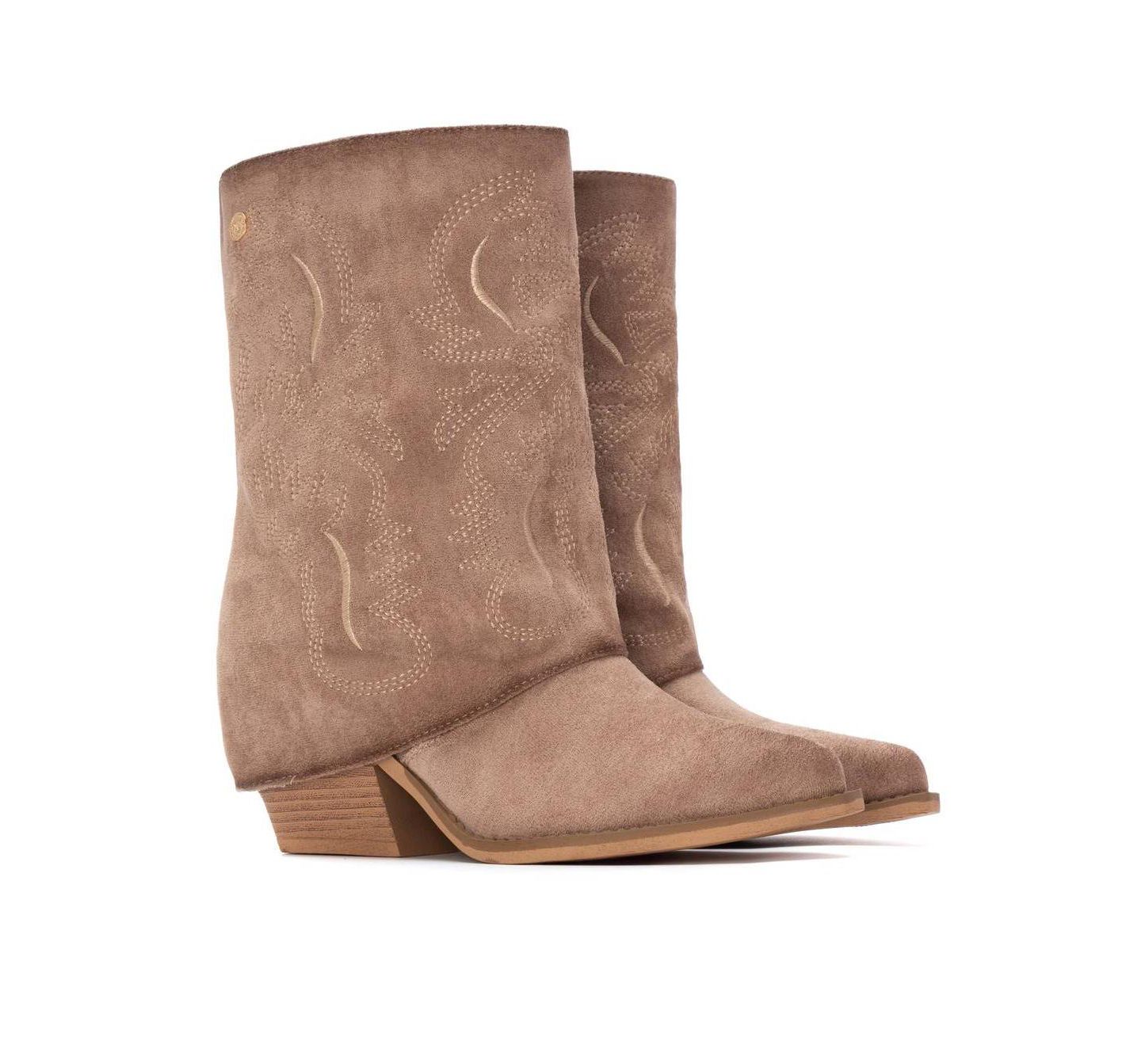 Женские ботинки XTI Suede Foldover Booties, цвет: Бежевый — фото 4