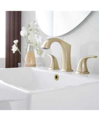 8 in. Widespread Double Handle Black Bathroom Faucet Set 3-Holes Vanity Sink With Metal Drain In Brushed Gold