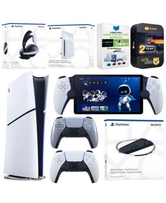 PlayStation 5 Slim Digital Bundle with Disc Drive, Stand, Extra Controller, Pulse Elite Headset, PlayStation Portal, MightySkins Voucher and 2 Y