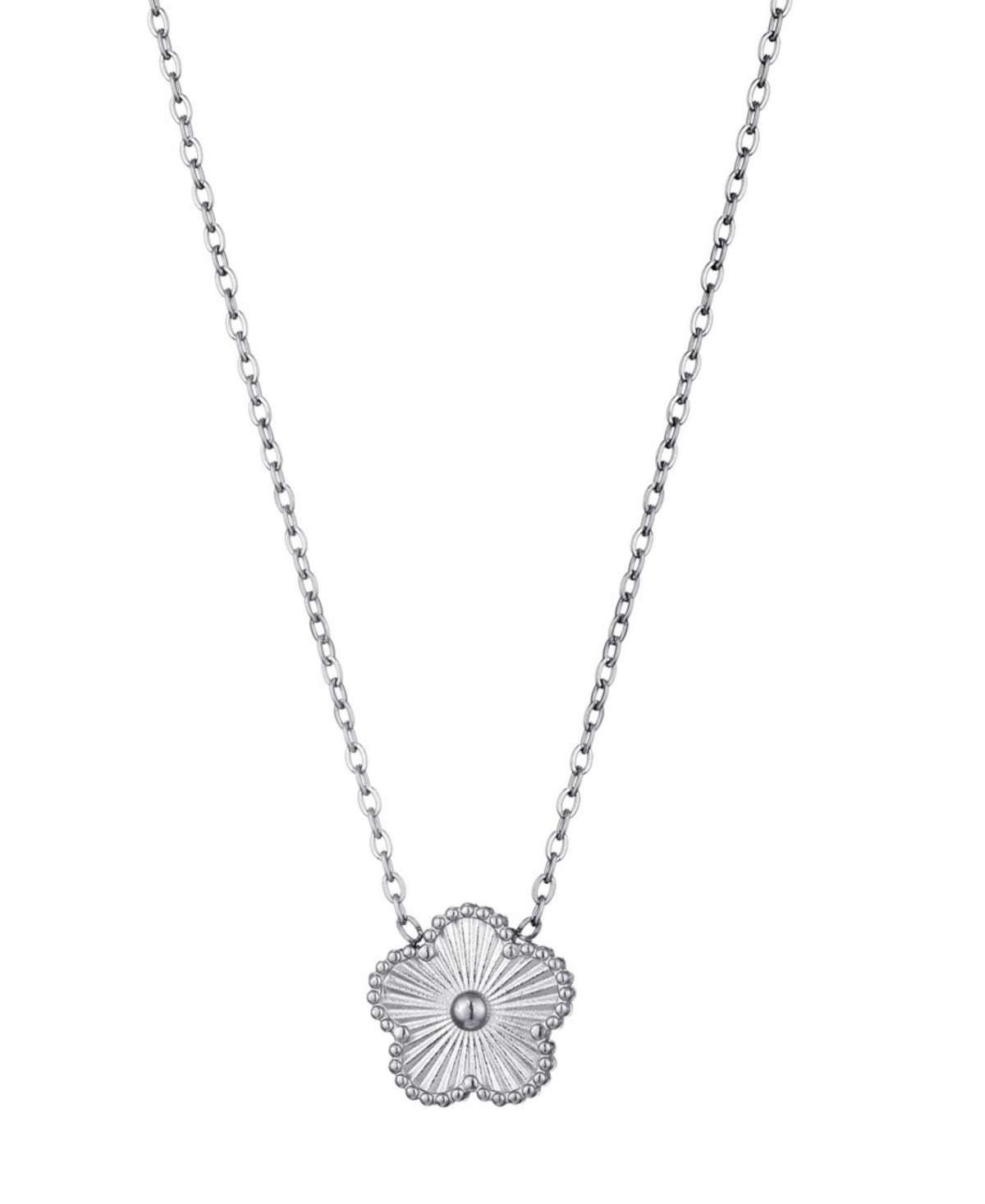 Adornia Tarnish Resistant Silver Five-leaf Clover Pendant Necklace In White