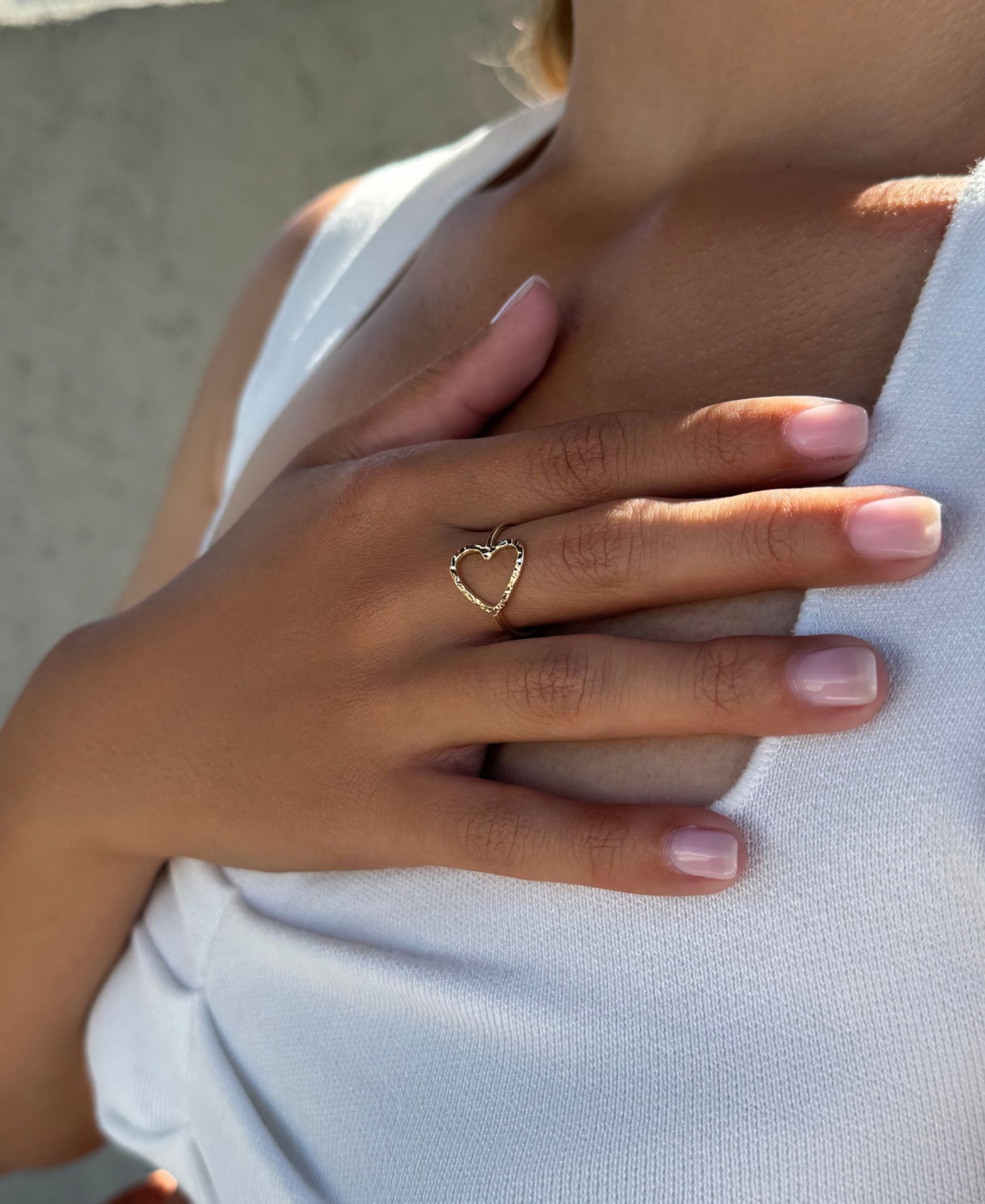Adornia Gold Hammered Open Heart Ring In Gold