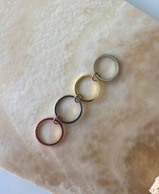 Mixed Metal Cubic Zirconia Connected 4-Piece Stack Ring