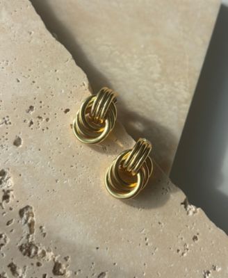 Gold Plated Doorknocker Stud Earrings