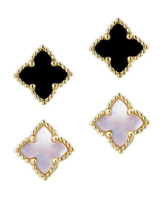 Gold Plated Clover Stud Earring Set