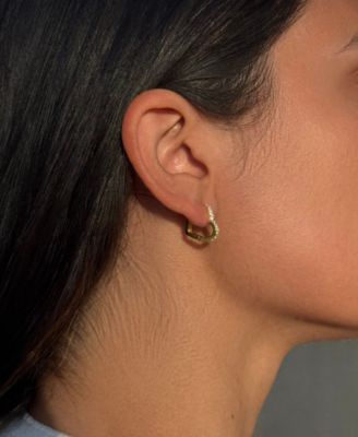 Gold Plated Cubic Zirconia Heart Hoop Earrings