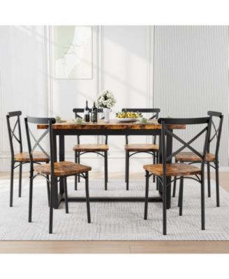 7 Piece Dining Table Set with Chairs for Kitchen, Breakfast Nook or Living Room