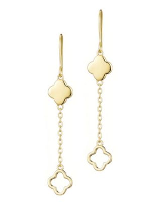 Gold Plated Clover Drop Earrings