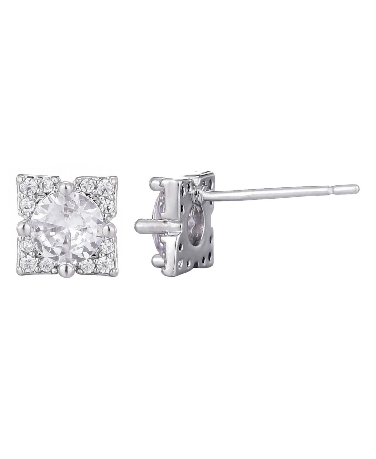 Adornia Silver Cubic Zirconia Flower-shaped Halo Stud Earrings In Metallic