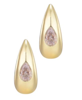 Gold Plated Crystal Stone Pear Teardrop Stud Earrings