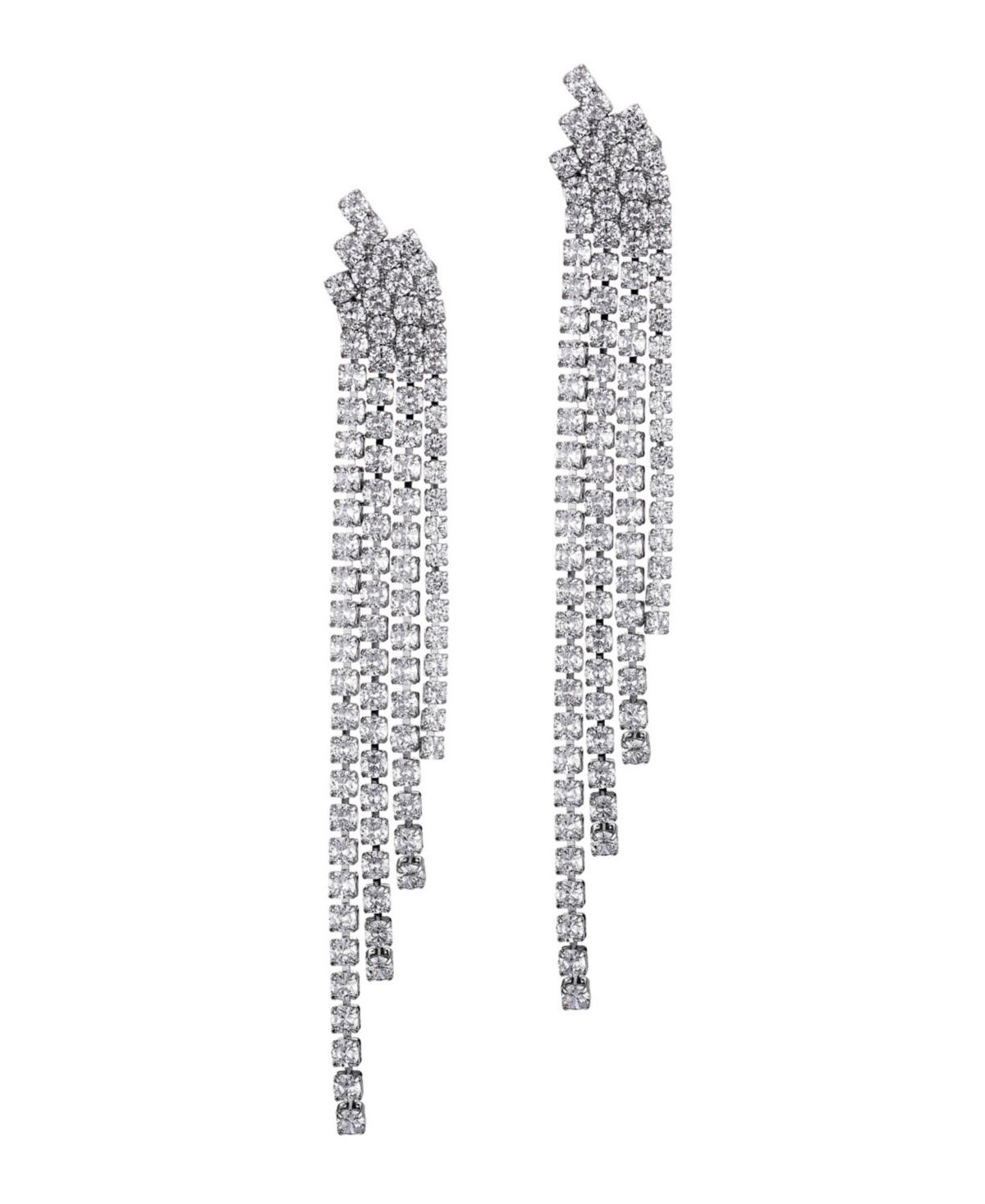 Adornia Silver Crystal Cascade Sweeper Earrings In White