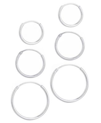 Sterling Silver Endless Hoop Earrings Set