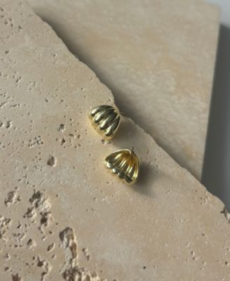 Gold Plated Fluted Wrap Around Huggie Earrings