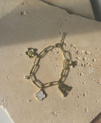 Gold Initial Chunky Charm Bracelet