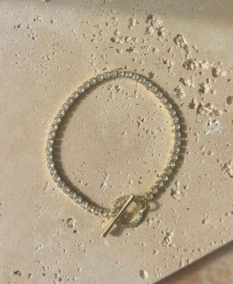 Gold Plated Crystal Toggle Tennis Bracelet