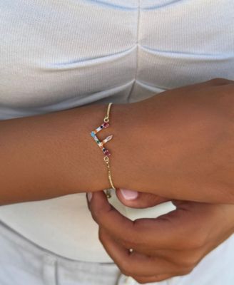 Gold Stone Multi Color Initial Bolo Bracelet