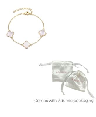 Gold Plated Mother of Pearl Clover Station Bracelet