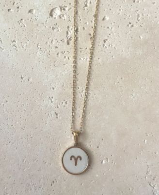 Tarnish Resistant Gold Mother of Pearl Zodiac Necklace