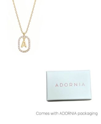 Gold Plated Cubic Zirconia Floating Letter Frame Necklace