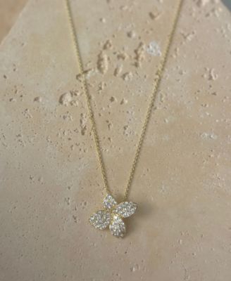 Gold Cubic Zirconia Oversized Flower Necklace