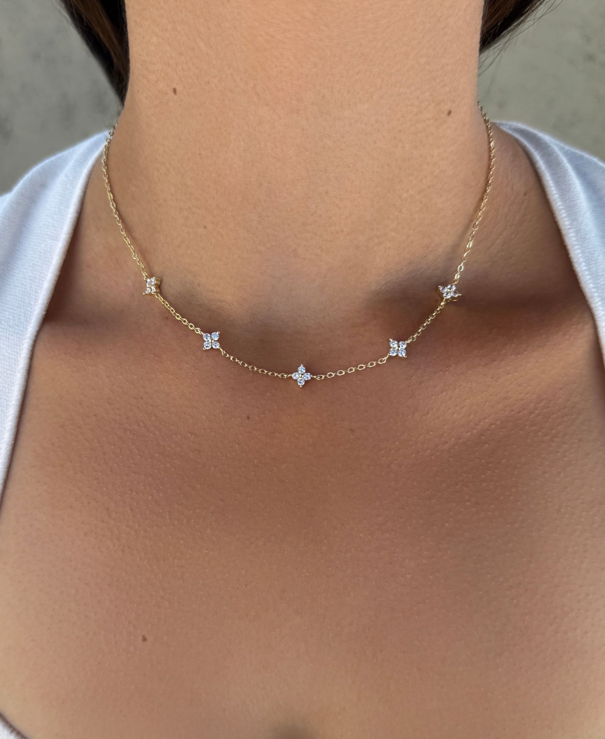 Adornia Gold Cubic Zirconia Flower Station Necklace In Gold