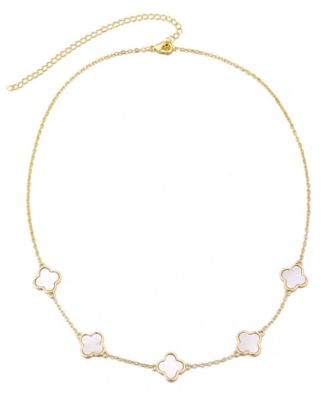 Mother of Pearl Clover Station Necklace