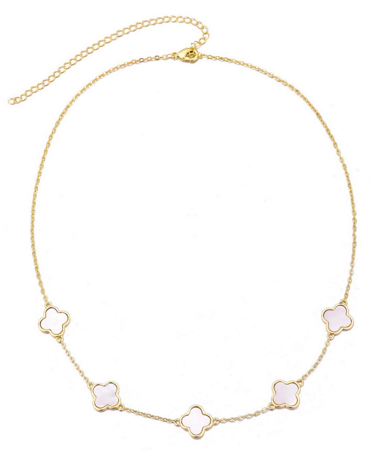 Adornia Gold Mother Of Pearl Clover Station Necklace In Gold